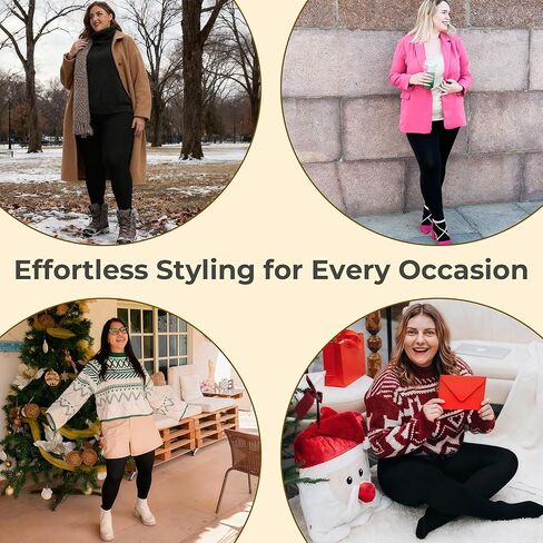 Women's Plus Size Fleece Lined Opaque Tights - 100D Soft Microfiber Warm Pantyhose, Ladies Thick Tights for Winter in Saudi Arabia