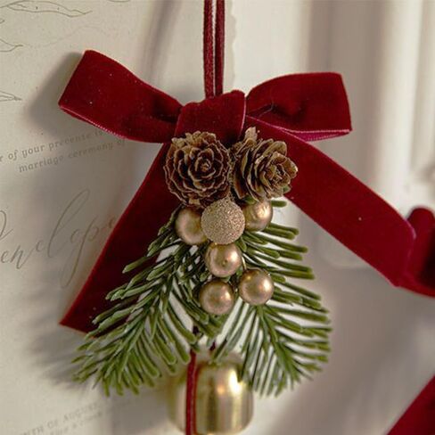 24 PCS Red Velvet Bows for Christmas Tree, Red Velvet Bows with Gold Ties, for Christmas Tree Party Front Door Wreath Holiday Indoor Inside Decor in Saudi Arabia