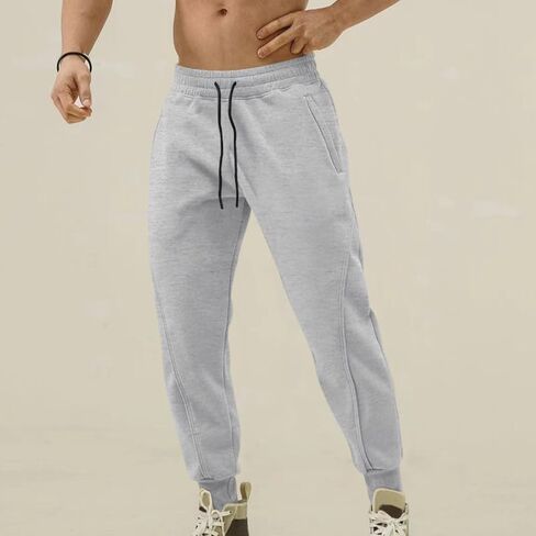 Men's Casual Sweatpants Baggy Workout Jogger Pants Elastic Waist Drawstring Tapered Trousers with Pockets in Saudi Arabia
