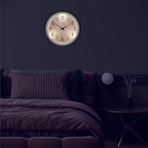 Lafocuse Night Light Wall Clock White, 12 Inch Silent Light up Wall Clocks Glow in The Dark Battery Operated for Bedroom Living Room in Saudi Arabia