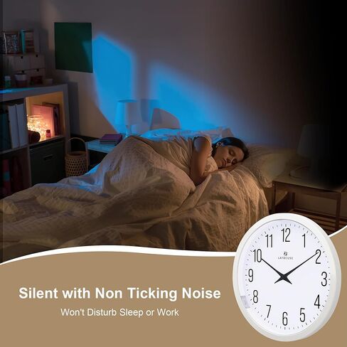 Lafocuse Night Light Wall Clock White, 12 Inch Silent Light up Wall Clocks Glow in The Dark Battery Operated for Bedroom Living Room in Saudi Arabia