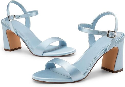 XMWEALTHY Women's Chunky Block High Heels 3-Inch Comfortable Open Toe Bridal Wedding Heels Ankle Strap Party Dress Heeled Sandals in Saudi Arabia