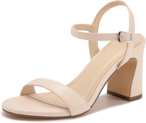 XMWEALTHY Women's Chunky Block High Heels 3-Inch Comfortable Open Toe Bridal Wedding Heels Ankle Strap Party Dress Heeled Sandals in Saudi Arabia
