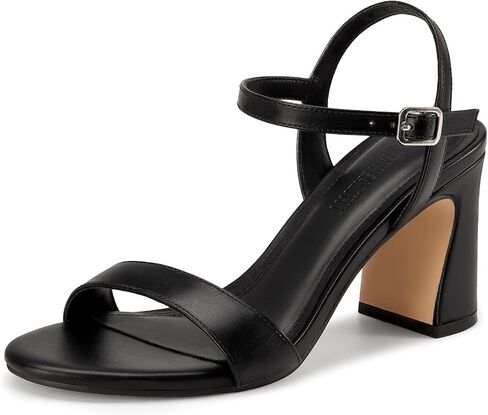 XMWEALTHY Women's Chunky Block High Heels 3-Inch Comfortable Open Toe Bridal Wedding Heels Ankle Strap Party Dress Heeled Sandals in Kuwait