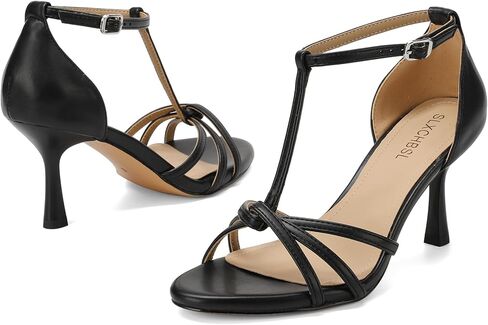 Women's T-Strap Kitten Heels, 3 Inch Round Toe High Heeled Sandals | Adjustable Ankle Strap, Open Toe 3 Inch Skinny Heel, Non-slip Strappy Heels for Dressy, Formal, Casual Office, Wedding, Party in Saudi Arabia