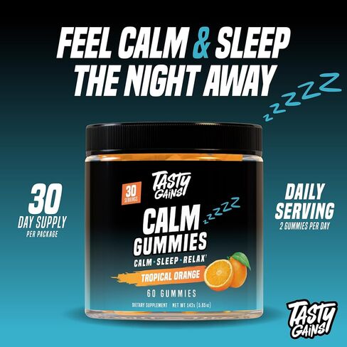 علكات المغنيسيوم اللذيذة - علكات مهدئة خالية من السكر للبالغين والأطفال - تخفيف التوتر ودعم النوم وتعزيز المزاج - مع الثيانين وسيترات المغنيسيوم وبلسم الليمون - 60 مضغ in Kuwait