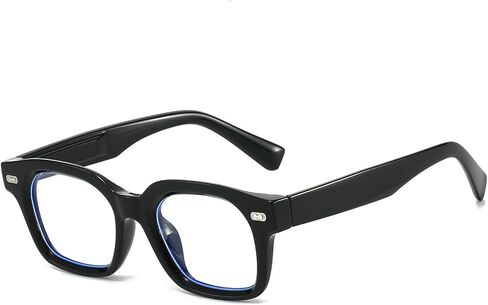 نظارات JOVAKIT الكلاسيكية السميكة المربعة الزرقاء لحجب الضوء للنساء والرجال، نظارة بإطار مستطيل عصري عتيق in Kuwait