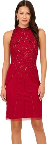 Adrianna Papell Womens Bead Mock Halter Dress in Saudi Arabia