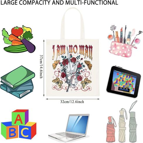 WCGXKO Book Inspired Tote Bag Warrior Butterfly Roses I Am No Man Dark Academia Gift in Saudi Arabia