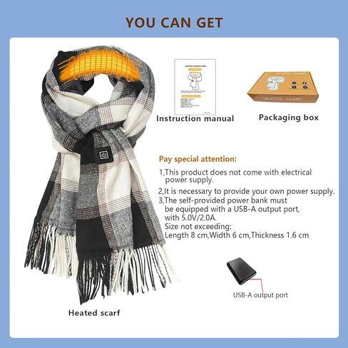Heated scarf,neck warmer wrap,electric warm，USB 5V rechargeable battery scarf,washable fashionable,heated wrap,windproof,adjustable, for home, office, cycling, travel.Battery Not Included(JL-W50） in Kuwait