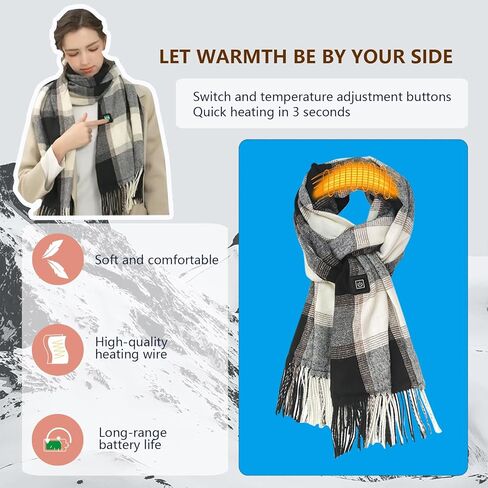 Heated scarf,neck warmer wrap,electric warm，USB 5V rechargeable battery scarf,washable fashionable,heated wrap,windproof,adjustable, for home, office, cycling, travel.Battery Not Included(JL-W50） in Kuwait
