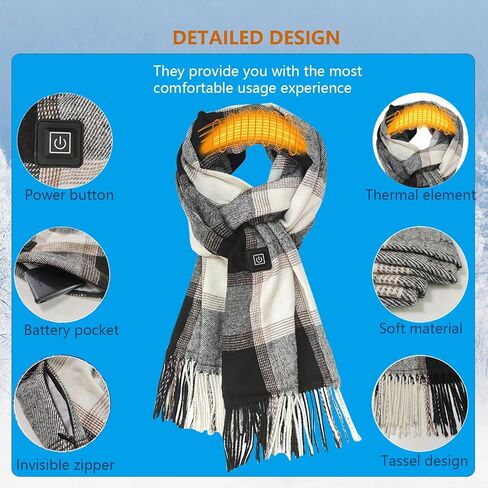 Heated scarf,neck warmer wrap,electric warm，USB 5V rechargeable battery scarf,washable fashionable,heated wrap,windproof,adjustable, for home, office, cycling, travel.Battery Not Included(JL-W50） in Kuwait