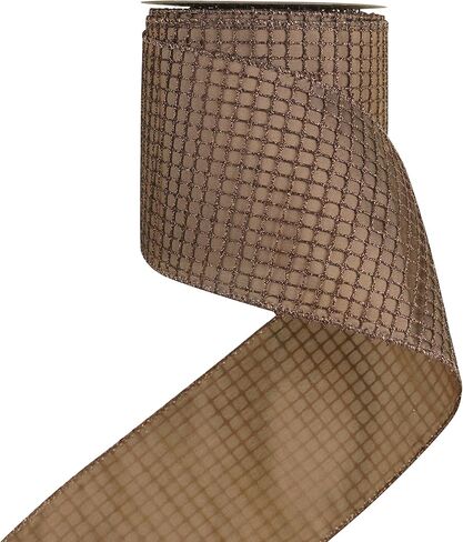 HUIHUANG White Christmas Ribbon 4 inch White Glitter Wired Ribbon Diamond Mesh Wire Ribbon for X-mas Tree Decorations, Wreaths, Garland, Large Bows Making, Home Decor -10 Yards in Kuwait