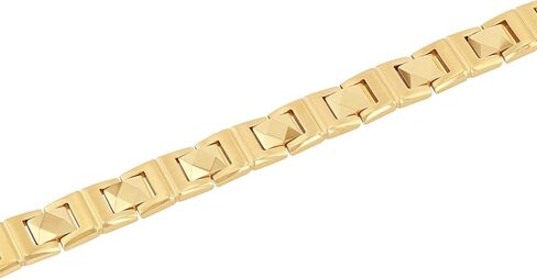 Men's Gold Tone Faceted Link Bracelet - Stainless Steel and Tungsten, Polished Finish, 8-3/4" in Saudi Arabia