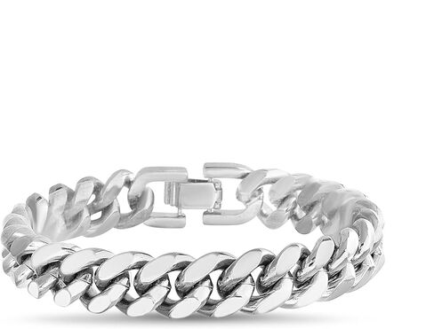True Religion 8.5 Inch Cuban Chain Bracelet for Men Rhodium Plated Brass in Saudi Arabia