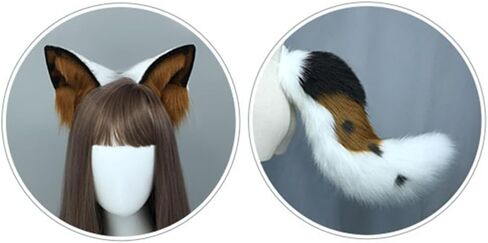 Cute Dog Plush Ears and Tail Set Halloween Party Costume Party Props Cosplay Animal accessories in Saudi Arabia