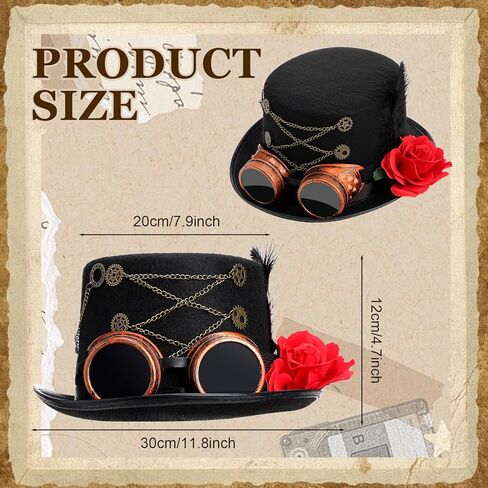 5 Pcs Steampunk Costume Accessories for Women with Hat Gear Earrings Gothic Floral Bracelet Choker for Halloween Steampunk Medieval Renaissance Cosplay Black in Saudi Arabia