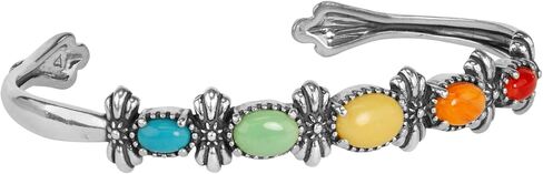 American West Jewelry Sterling Silver Multi Color 5-Stone Cuff Bracelet Sizes Small to Large in Saudi Arabia
