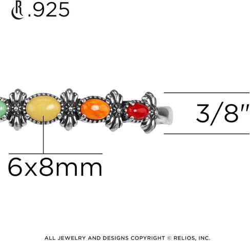 American West Jewelry Sterling Silver Multi Color 5-Stone Cuff Bracelet Sizes Small to Large in Saudi Arabia