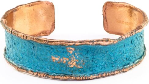 سوار نحاسي ريفي مع زنجار زنجار، حواف مصبوبة ملدنة، سوار نحاسي للرجال والنساء in Kuwait