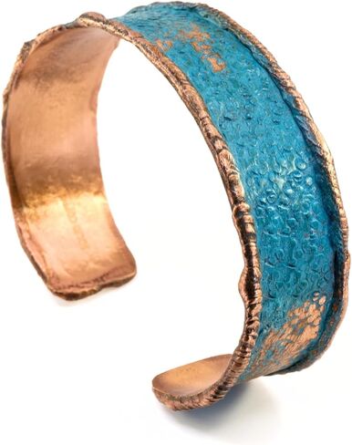 سوار نحاسي ريفي مع زنجار زنجار، حواف مصبوبة ملدنة، سوار نحاسي للرجال والنساء in Kuwait