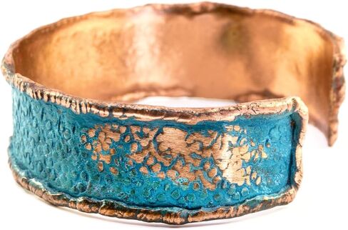 سوار نحاسي ريفي مع زنجار زنجار، حواف مصبوبة ملدنة، سوار نحاسي للرجال والنساء in Kuwait