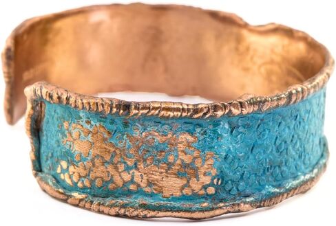 سوار نحاسي ريفي مع زنجار زنجار، حواف مصبوبة ملدنة، سوار نحاسي للرجال والنساء in Kuwait