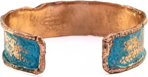 سوار نحاسي ريفي مع زنجار زنجار، حواف مصبوبة ملدنة، سوار نحاسي للرجال والنساء in Kuwait