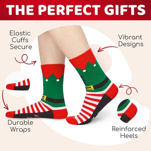 HAPPYPOP Christmas Gift Socks for Adults - Xmas Elf Stocking Stuffers Elf Socks for Women Men in Saudi Arabia
