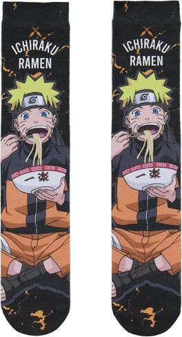 مجموعة Bioworld Naruto Shippuden Collection للرجال Ichiraku Ramen Shop للبالغين، عبوة من قطعتين من الجوارب الدائرية لمنتصف الساق in Kuwait