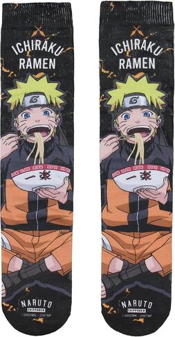 مجموعة Bioworld Naruto Shippuden Collection للرجال Ichiraku Ramen Shop للبالغين، عبوة من قطعتين من الجوارب الدائرية لمنتصف الساق in Kuwait