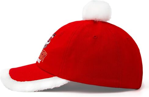 Funny Christmas Hat Unisex Adult Adjustable Embroidered Red Santa Baseball Cap with Fuzzy Fur Pom in Saudi Arabia