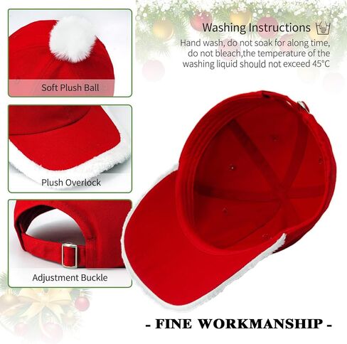 Funny Christmas Hat Unisex Adult Adjustable Embroidered Red Santa Baseball Cap with Fuzzy Fur Pom in Saudi Arabia