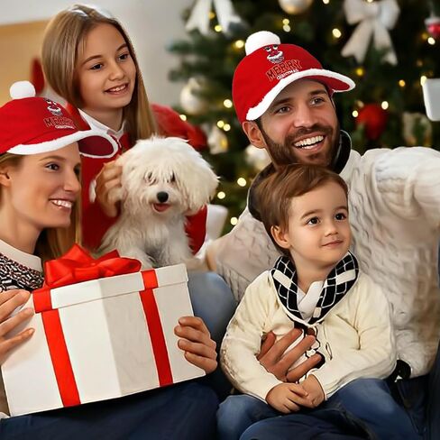 Funny Christmas Hat Unisex Adult Adjustable Embroidered Red Santa Baseball Cap with Fuzzy Fur Pom in Saudi Arabia