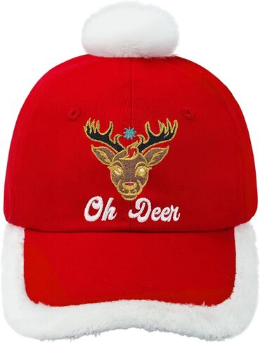 Funny Christmas Hat Unisex Adult Adjustable Embroidered Red Santa Baseball Cap with Fuzzy Fur Pom in Saudi Arabia