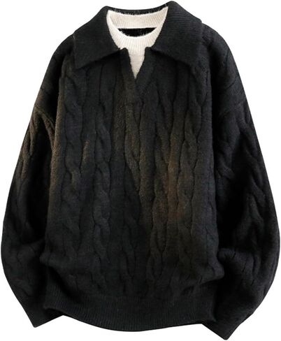 Vamtac Men’s Relaxed Oversized Knit Sweater, Casual Loose Fit Pullover, Soft Cozy Fall Winter Knitwear in Saudi Arabia