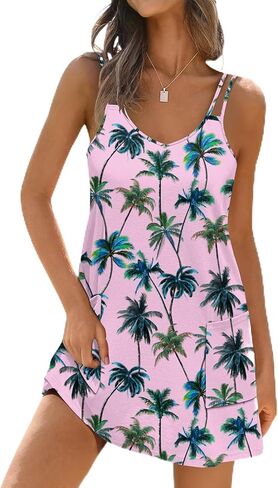 AI'MAGE Womens Spaghetti Strap Swimsuit Cover Up Sleeveless Bathing Suit Cover Ups Bikini Vacation Beach Dress with Pockets in Saudi Arabia