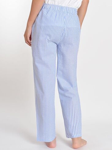 Women's Petite Seersucker Pajama Pants Lightweight Cotton Lounge Pants in Saudi Arabia