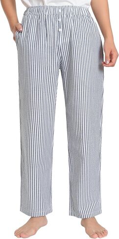 Women's Petite Seersucker Pajama Pants Lightweight Cotton Lounge Pants in Saudi Arabia