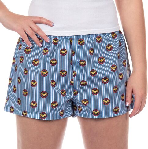 شورت بيجامة Wonder Woman من DC Comics بشعار نسائي مطبوع بالكامل من PJ Lounge Bottoms in Kuwait