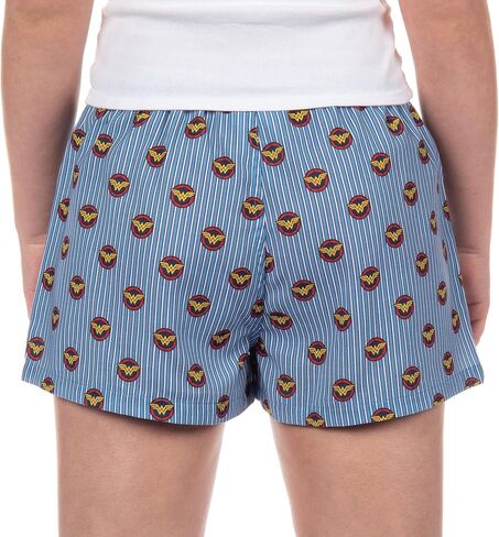 شورت بيجامة Wonder Woman من DC Comics بشعار نسائي مطبوع بالكامل من PJ Lounge Bottoms in Kuwait