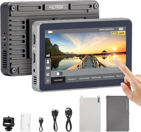 Viltrox DC-A1 Camera Monitor 7 '' الشاشة التي تعمل باللمس ، شاشة حقل الكاميرا ، 2800nits 4K HDMI In/Out ، DSLR Outside Monitor Kit Hood Sunshade ، form forf in Kuwait