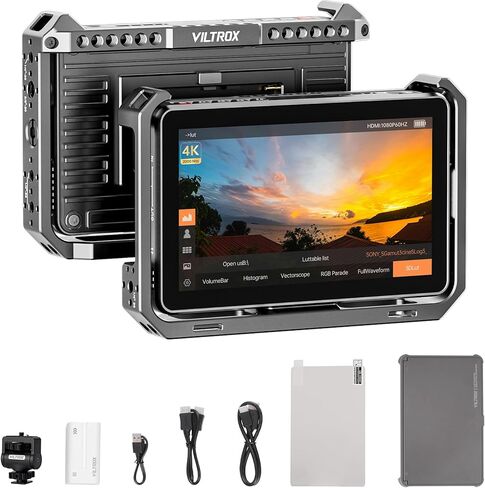 Viltrox DC-A1 Camera Monitor 7 '' الشاشة التي تعمل باللمس ، شاشة حقل الكاميرا ، 2800nits 4K HDMI In/Out ، DSLR Outside Monitor Kit Hood Sunshade ، form forf in Kuwait