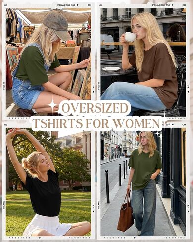 3 Pack Women Oversized T Shirts Loose Fit Crewneck Short Sleeve Casual Tops Baggy Summer Workout Basic Tee in Saudi Arabia