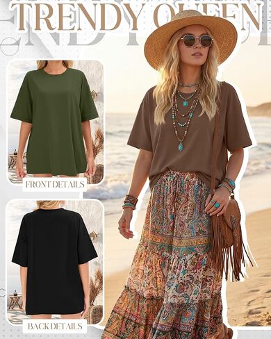 3 Pack Women Oversized T Shirts Loose Fit Crewneck Short Sleeve Casual Tops Baggy Summer Workout Basic Tee in Saudi Arabia
