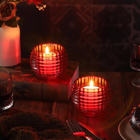 2 Pack Red Glass Votive Candle Holders for Home Decor Round Bubble Tea Light Holder for Valentine’s Day Table Centerpiece Wedding in Saudi Arabia