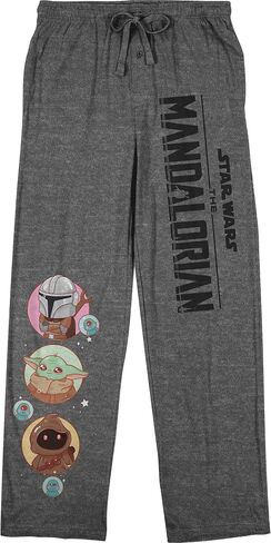 Bioworld The Mandalorian Logo and Characters Men's Charcoal Heather Drawstring Sleep Pants in Saudi Arabia