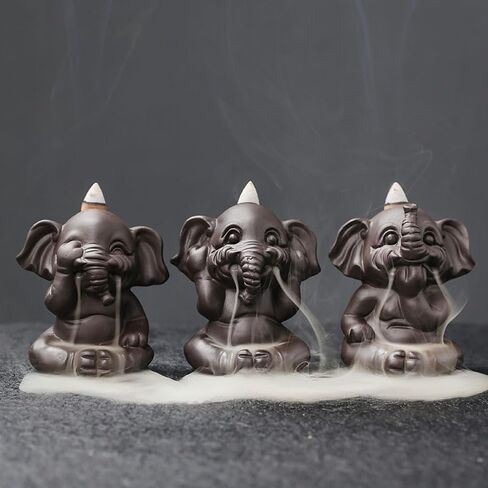 Simcat Backflow Incense Burner Purple Clay Waterfall Backflow Incense Holder Incense Stick Stand with Incense Cones and Fragrance Sticks for Home and Office Decor (Three Piece) in Saudi Arabia