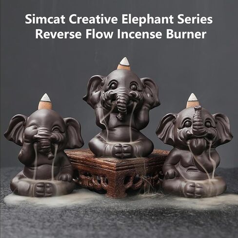 Simcat Backflow Incense Burner Purple Clay Waterfall Backflow Incense Holder Incense Stick Stand with Incense Cones and Fragrance Sticks for Home and Office Decor (Three Piece) in Saudi Arabia
