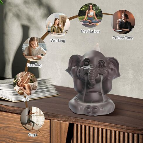 Simcat Backflow Incense Burner Purple Clay Waterfall Backflow Incense Holder Incense Stick Stand with Incense Cones and Fragrance Sticks for Home and Office Decor (Three Piece) in Saudi Arabia